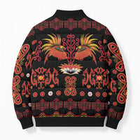 Papua Batik Motif Bomber Puffer Jacket Papua Spirit Black Version LT05 - Polynesian Pride