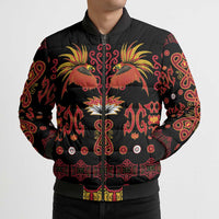 Papua Batik Motif Bomber Puffer Jacket Papua Spirit Black Version LT05 - Polynesian Pride