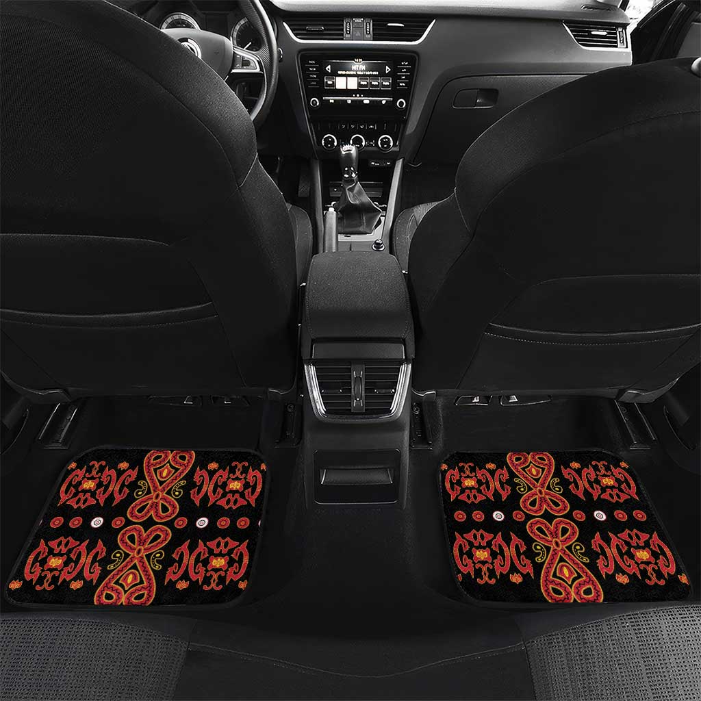 Papua Batik Motif Car Mats Papua Spirit Black Version LT05 Set 2pcs - Back Black - Polynesian Pride