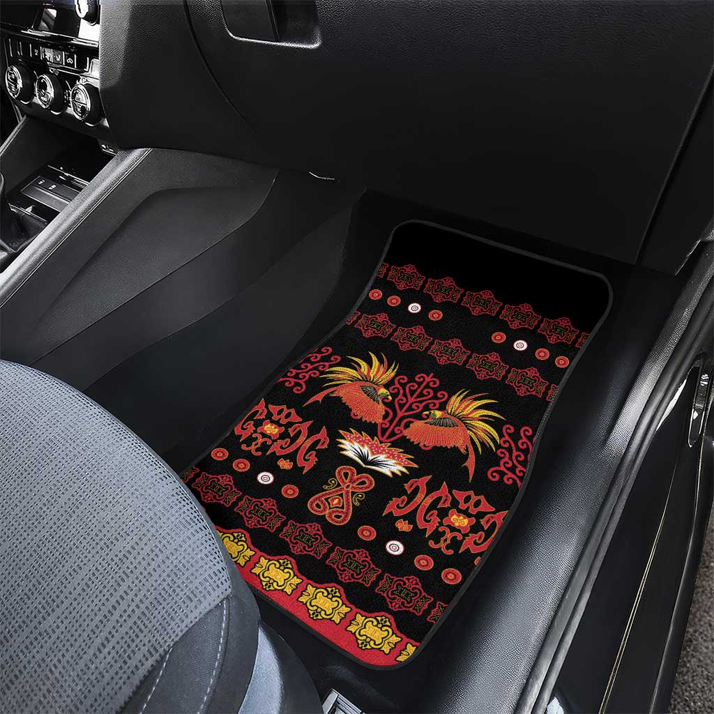 Papua Batik Motif Car Mats Papua Spirit Black Version LT05 - Polynesian Pride