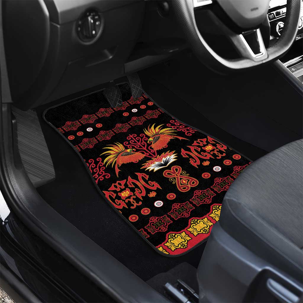 Papua Batik Motif Car Mats Papua Spirit Black Version LT05 - Polynesian Pride