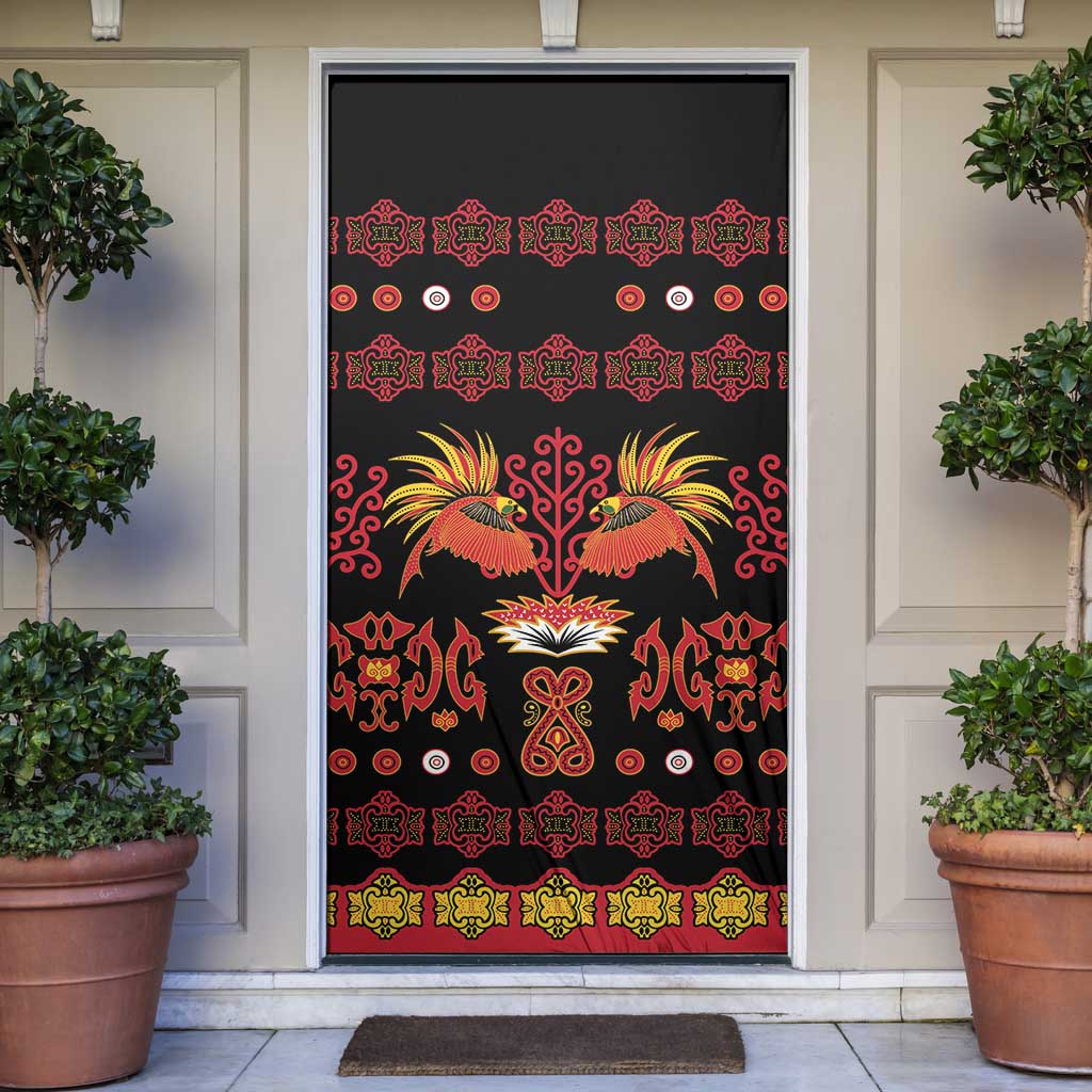 Papua Batik Motif Door Cover Papua Spirit Black Version LT05 Black - Polynesian Pride