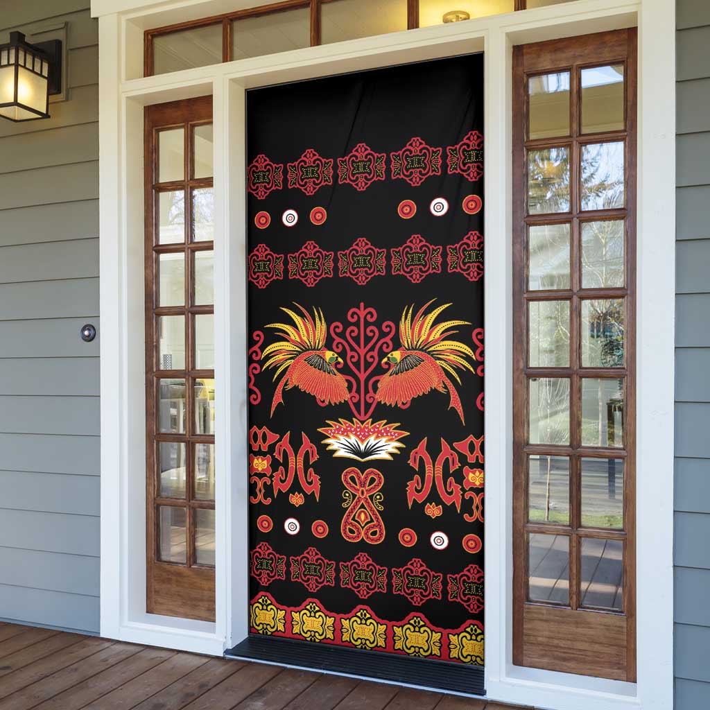 Papua Batik Motif Door Cover Papua Spirit Black Version LT05 - Polynesian Pride