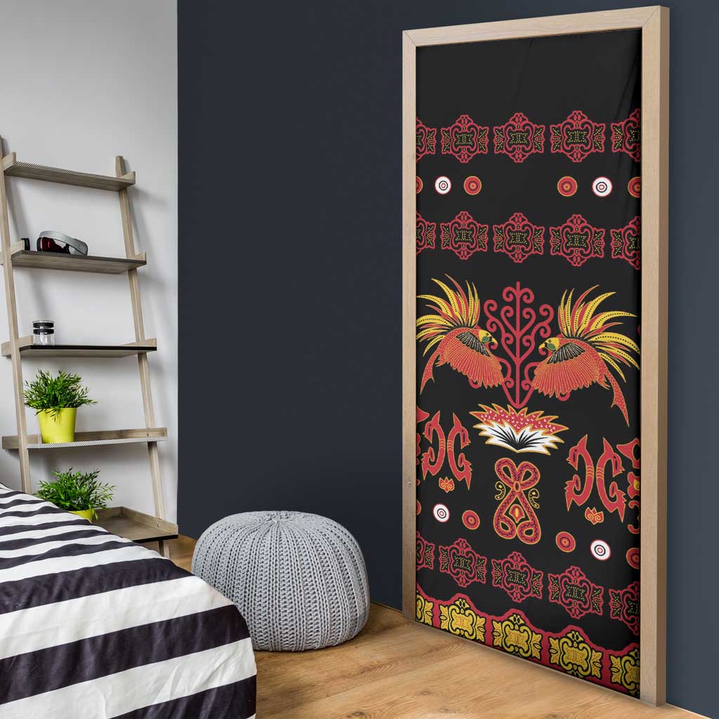 Papua Batik Motif Door Cover Papua Spirit Black Version LT05 - Polynesian Pride