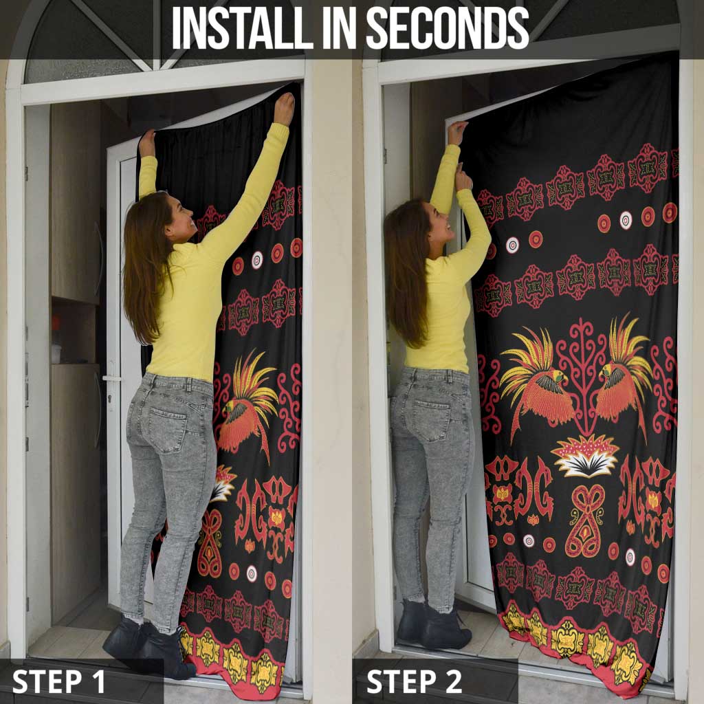 Papua Batik Motif Door Cover Papua Spirit Black Version LT05 - Polynesian Pride