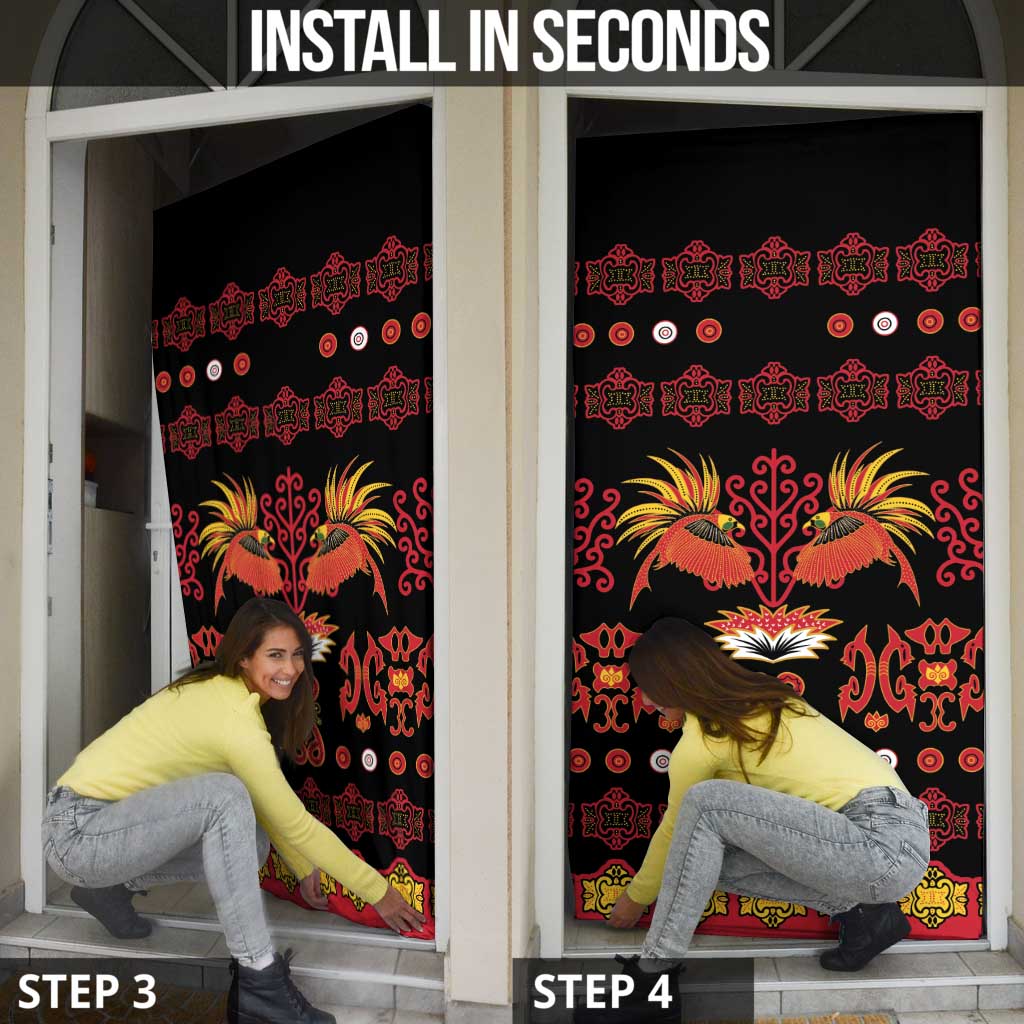 Papua Batik Motif Door Cover Papua Spirit Black Version LT05 - Polynesian Pride