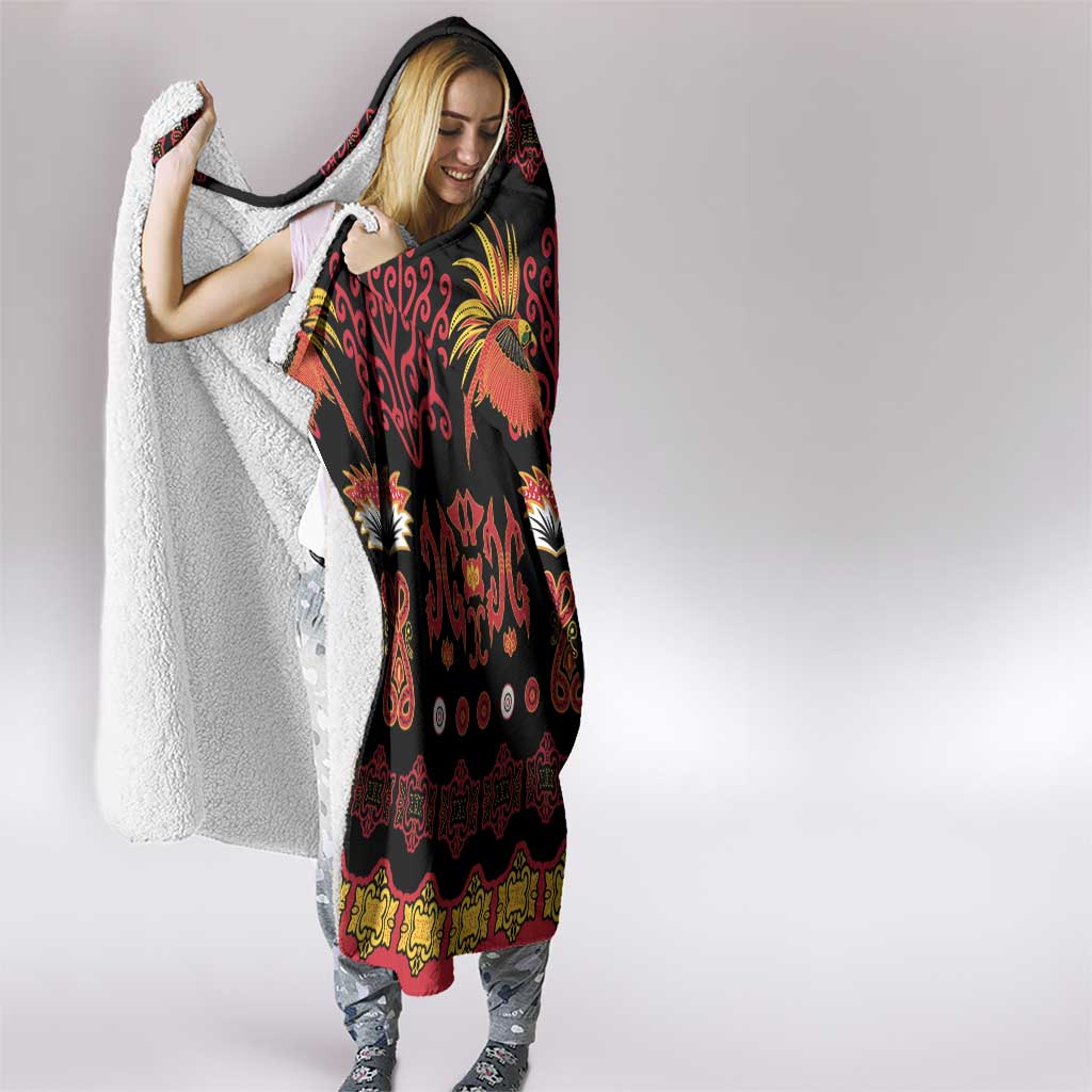 Papua Batik Motif Hooded Blanket Papua Spirit Black Version LT05 - Polynesian Pride