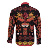 Papua Batik Motif Long Sleeve Button Shirt Papua Spirit Black Version LT05 - Polynesian Pride
