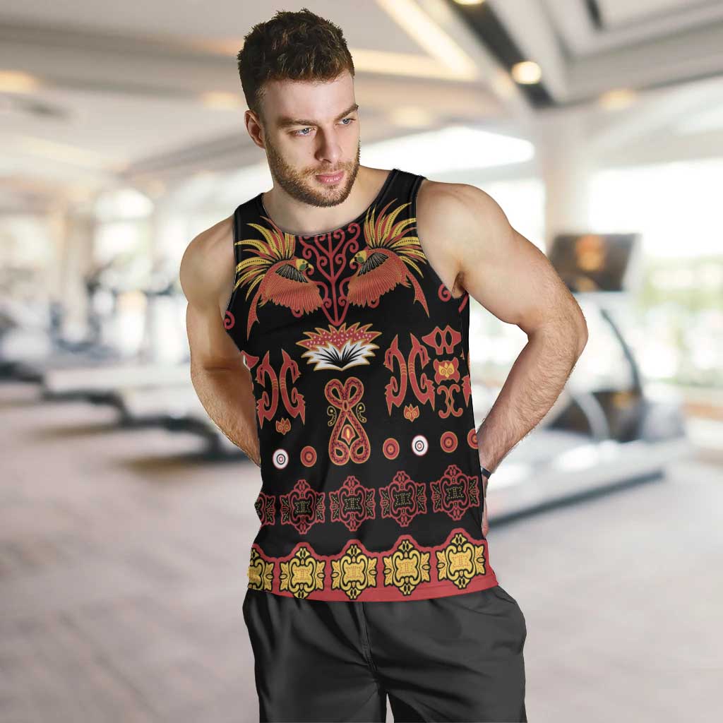 Papua Batik Motif Men Tank Top Papua Spirit Black Version LT05 Black - Polynesian Pride
