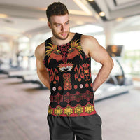 Papua Batik Motif Men Tank Top Papua Spirit Black Version LT05 Black - Polynesian Pride