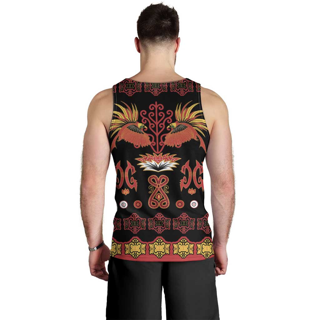 Papua Batik Motif Men Tank Top Papua Spirit Black Version LT05 - Polynesian Pride