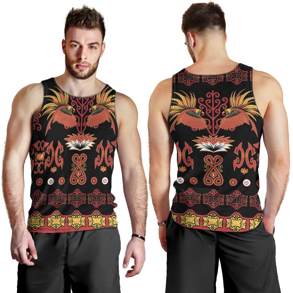 Papua Batik Motif Men Tank Top Papua Spirit Black Version LT05 - Polynesian Pride