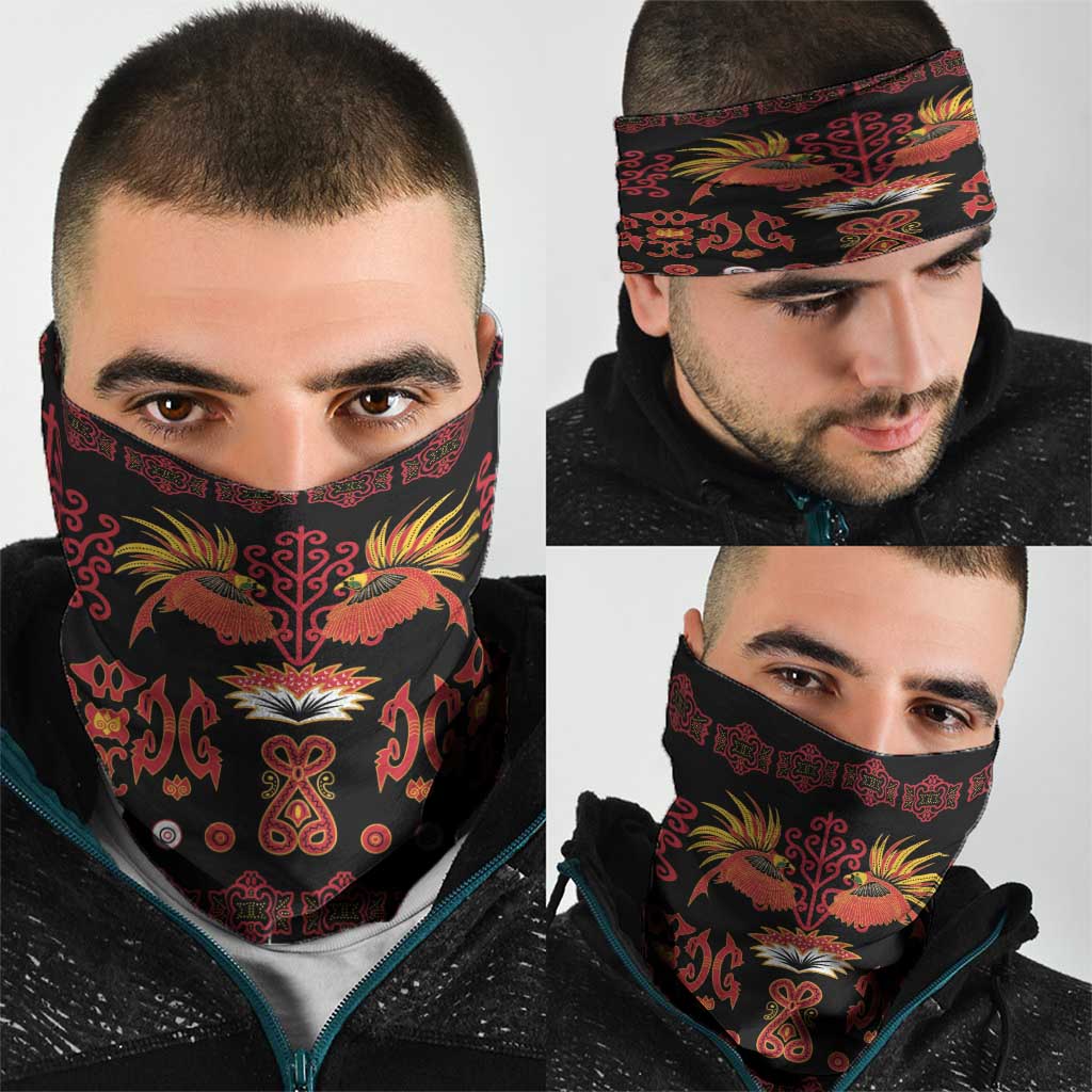Papua Batik Motif Neck Gaiter Papua Spirit Black Version LT05 - Polynesian Pride