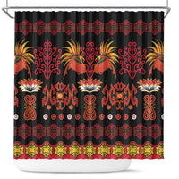 Papua Batik Motif Shower Curtain Papua Spirit Black Version LT05 Black - Polynesian Pride