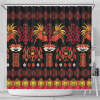 Papua Batik Motif Shower Curtain Papua Spirit Black Version LT05 - Polynesian Pride