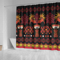 Papua Batik Motif Shower Curtain Papua Spirit Black Version LT05 - Polynesian Pride