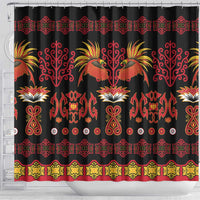 Papua Batik Motif Shower Curtain Papua Spirit Black Version LT05 - Polynesian Pride