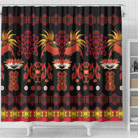 Papua Batik Motif Shower Curtain Papua Spirit Black Version LT05 - Polynesian Pride