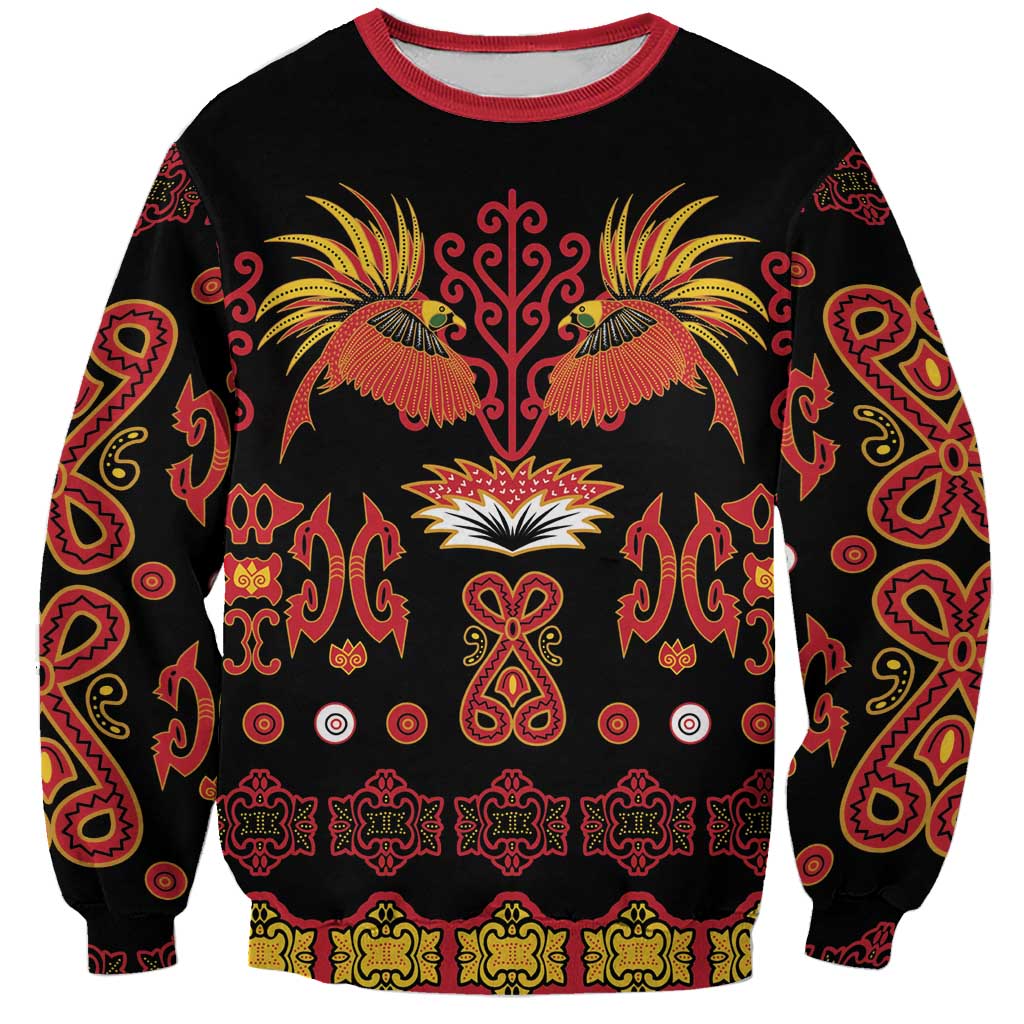 Papua Batik Motif Sweatshirt Papua Spirit Black Version LT05 Unisex Black - Polynesian Pride