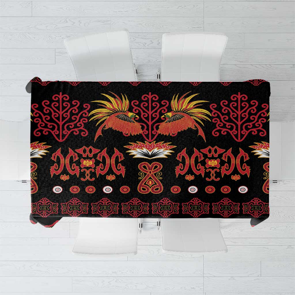 Papua Batik Motif Tablecloth Papua Spirit Black Version LT05 Black - Polynesian Pride