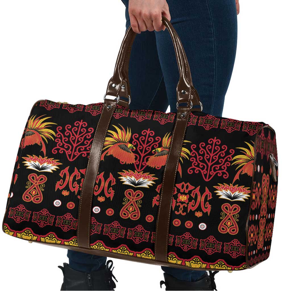 Papua Batik Motif Travel Bag Papua Spirit Black Version LT05 - Polynesian Pride