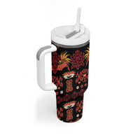 Papua Batik Motif Tumbler With Handle Papua Spirit Black Version LT05 - Polynesian Pride