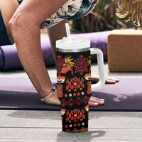 Papua Batik Motif Tumbler With Handle Papua Spirit Black Version LT05 - Polynesian Pride
