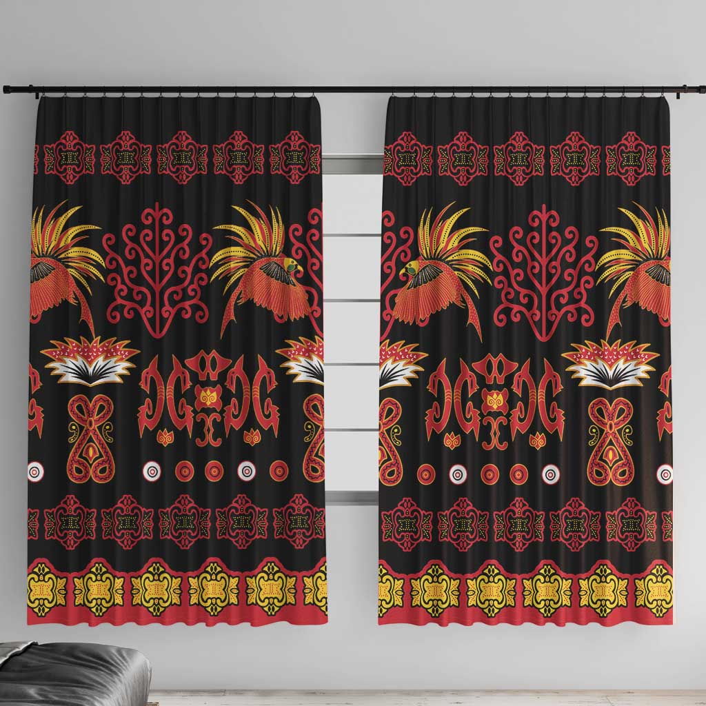 Papua Batik Motif Window Curtain Papua Spirit Black Version LT05 With Hooks Black - Polynesian Pride