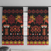 Papua Batik Motif Window Curtain Papua Spirit Black Version LT05 With Hooks Black - Polynesian Pride