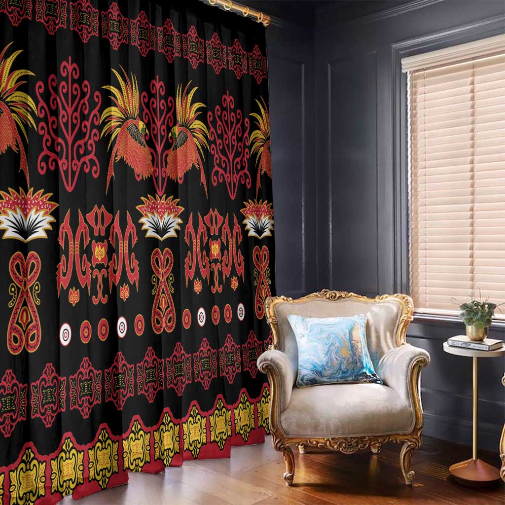 Papua Batik Motif Window Curtain Papua Spirit Black Version LT05 - Polynesian Pride