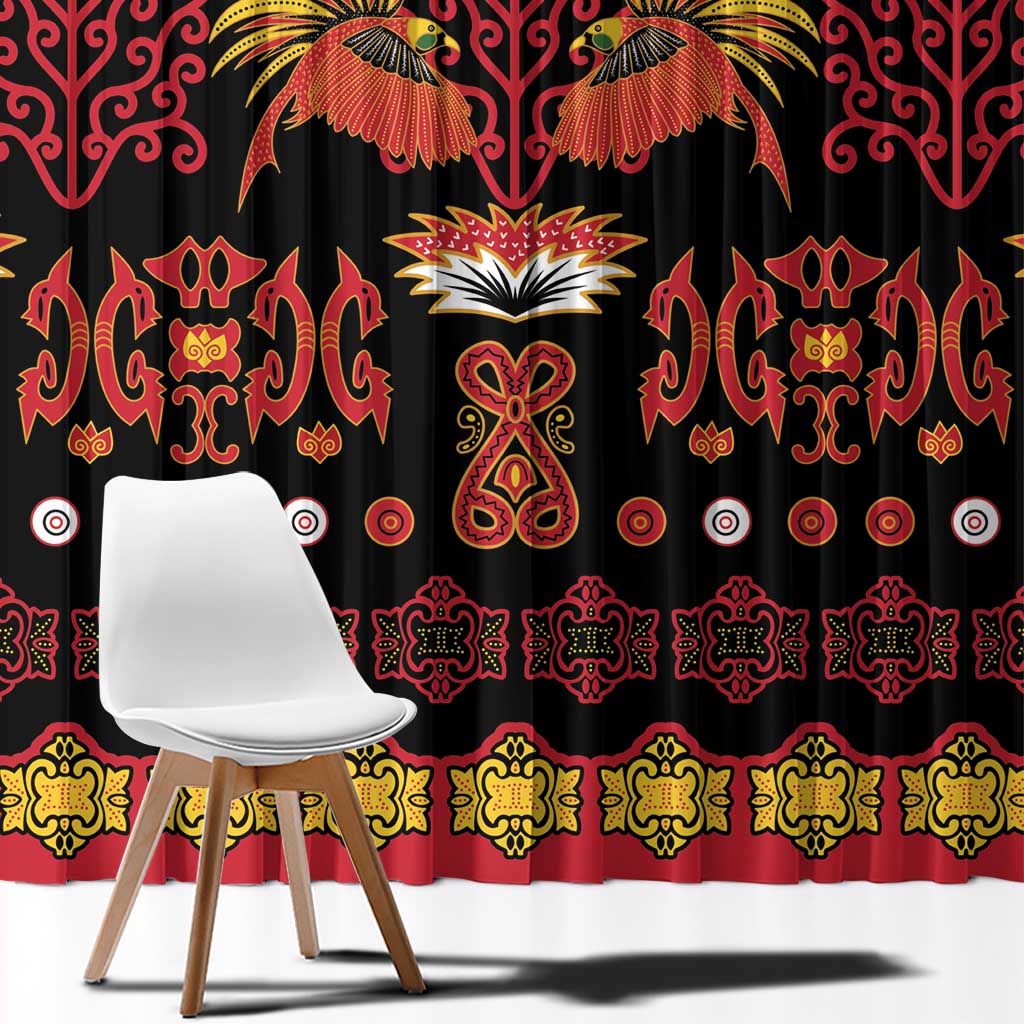 Papua Batik Motif Window Curtain Papua Spirit Black Version LT05 - Polynesian Pride