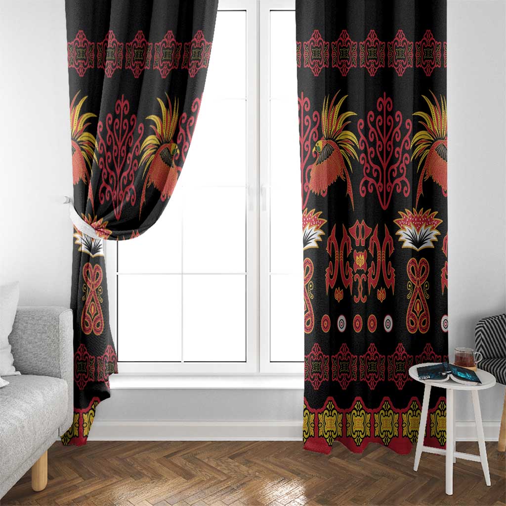 Papua Batik Motif Window Curtain Papua Spirit Black Version LT05 - Polynesian Pride