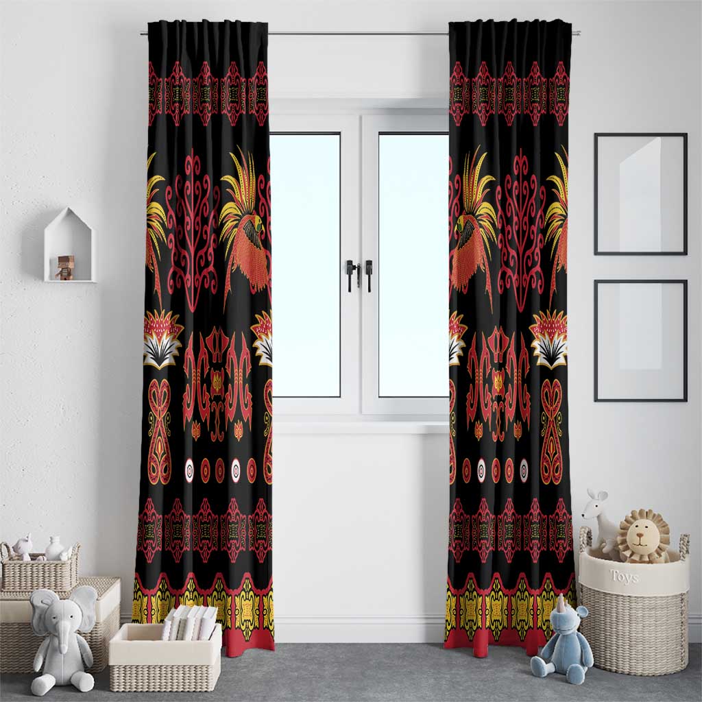 Papua Batik Motif Window Curtain Papua Spirit Black Version LT05 - Polynesian Pride