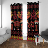 Papua Batik Motif Window Curtain Papua Spirit Black Version LT05 With Grommets Black - Polynesian Pride