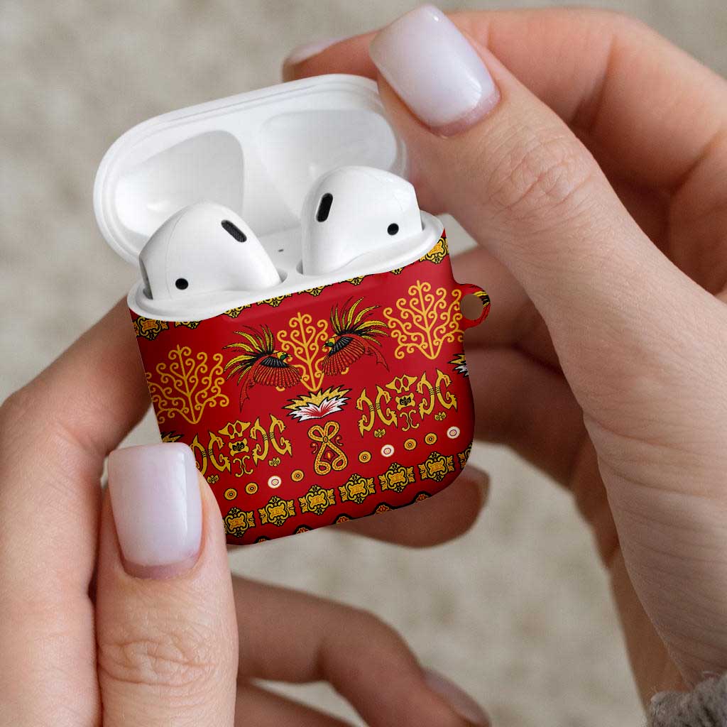 Papua Batik Motif AirPods Case Papua Spirit Red Version LT05 - Polynesian Pride
