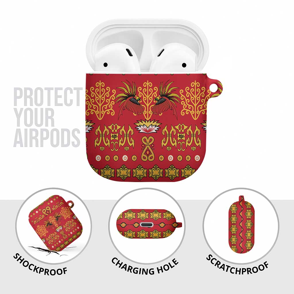Papua Batik Motif AirPods Case Papua Spirit Red Version LT05 - Polynesian Pride