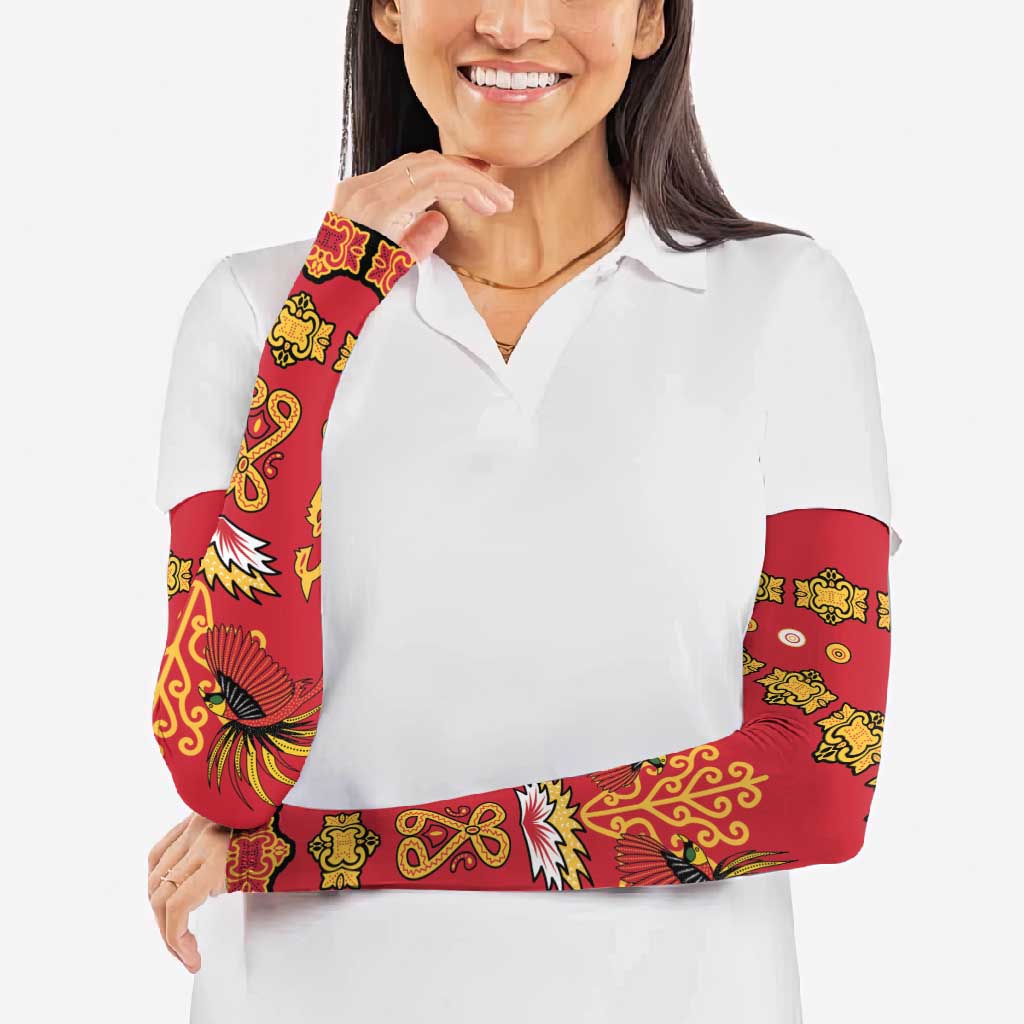 Papua Batik Motif Arm Sleeves Papua Spirit Red Version LT05 - Polynesian Pride