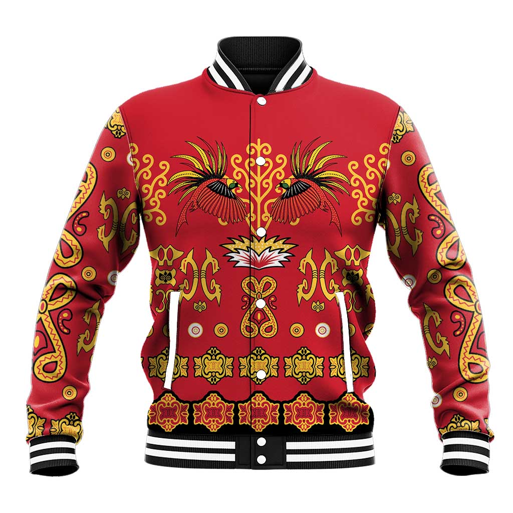 Papua Batik Motif Baseball Jacket Papua Spirit Red Version LT05 Unisex Red - Polynesian Pride