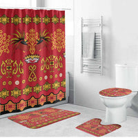 Papua Batik Motif Bathroom Set Papua Spirit Red Version LT05 Bathroom Set (4 pcs) Red - Polynesian Pride
