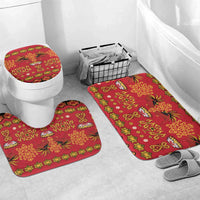 Papua Batik Motif Bathroom Set Papua Spirit Red Version LT05 Mat Set Only (3 pcs) One Size Red - Polynesian Pride