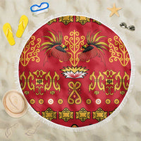 Papua Batik Motif Beach Blanket Papua Spirit Red Version LT05 One Size 150cm Red - Polynesian Pride