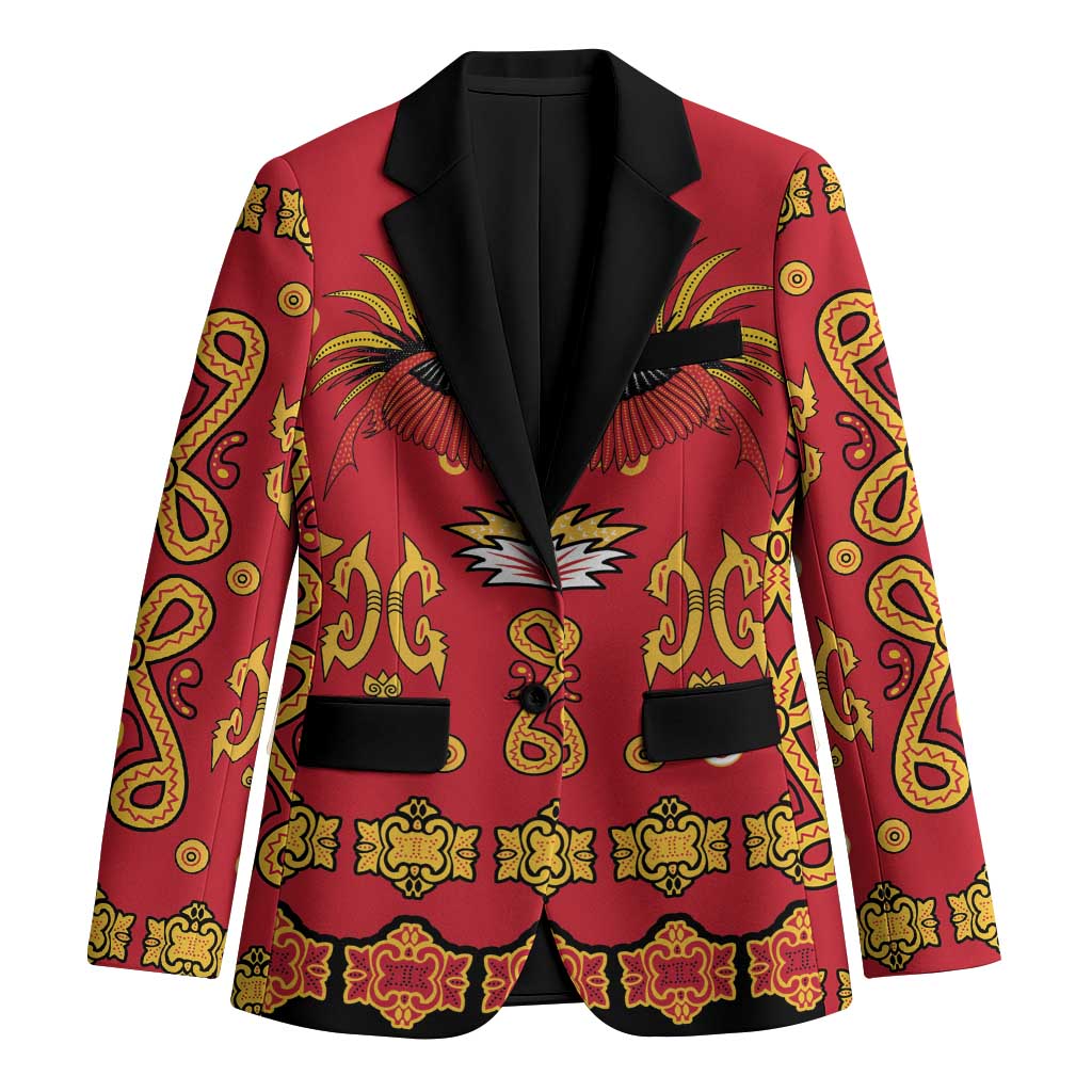 Papua Batik Motif Blazer Papua Spirit Red Version LT05 Unisex Red - Polynesian Pride