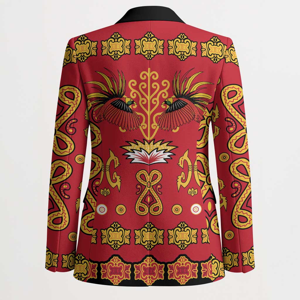 Papua Batik Motif Blazer Papua Spirit Red Version LT05 - Polynesian Pride