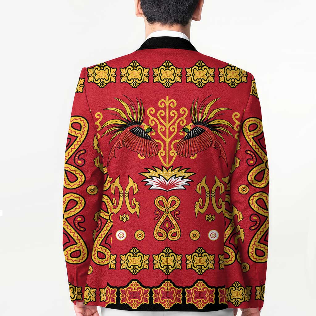 Papua Batik Motif Blazer Papua Spirit Red Version LT05 - Polynesian Pride