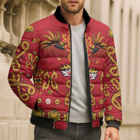 Papua Batik Motif Bomber Puffer Jacket Papua Spirit Red Version LT05 - Polynesian Pride