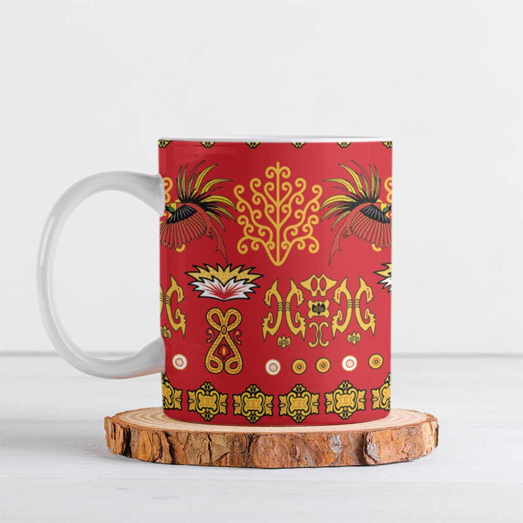 Papua Batik Motif Ceramic Mug Papua Spirit Red Version LT05 Red - Polynesian Pride