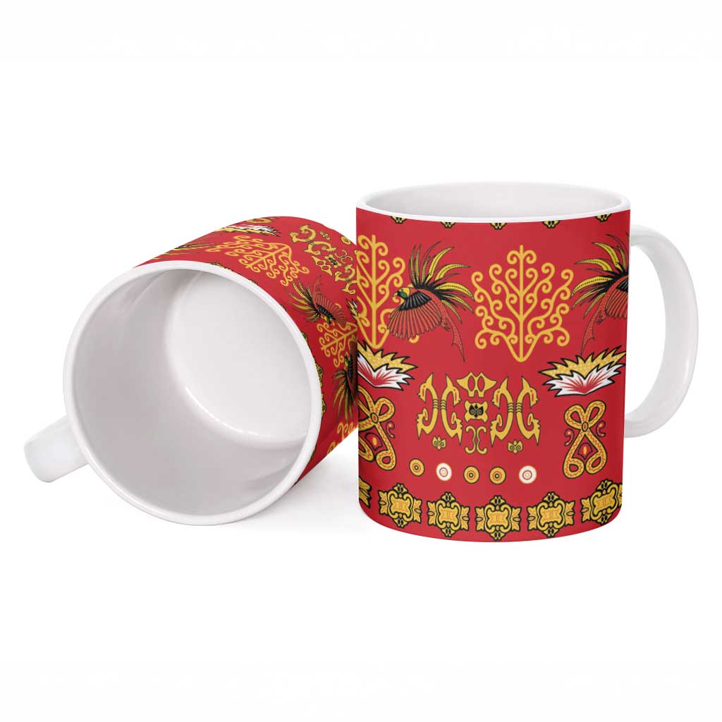 Papua Batik Motif Ceramic Mug Papua Spirit Red Version LT05 - Polynesian Pride