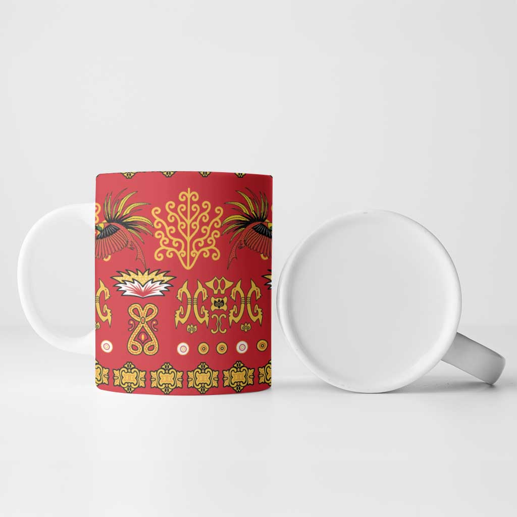 Papua Batik Motif Ceramic Mug Papua Spirit Red Version LT05 - Polynesian Pride