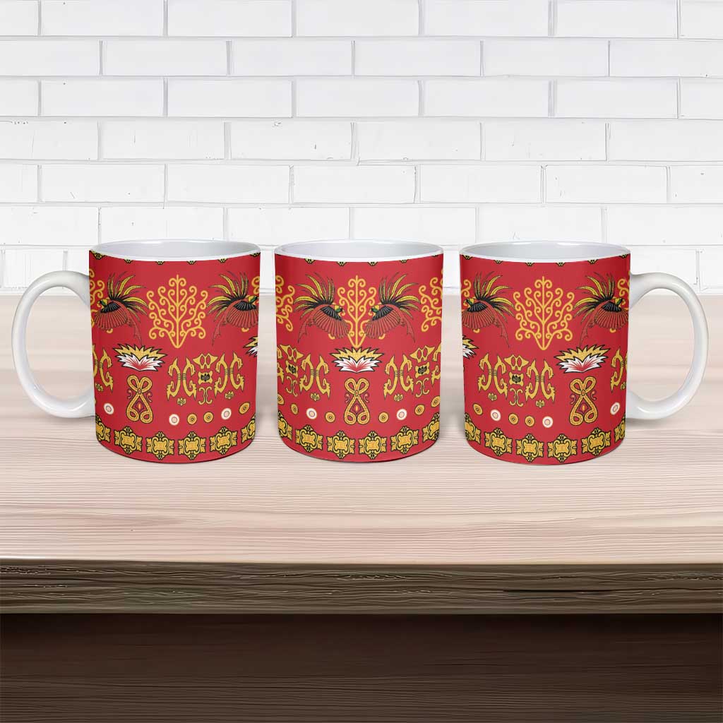 Papua Batik Motif Ceramic Mug Papua Spirit Red Version LT05 - Polynesian Pride