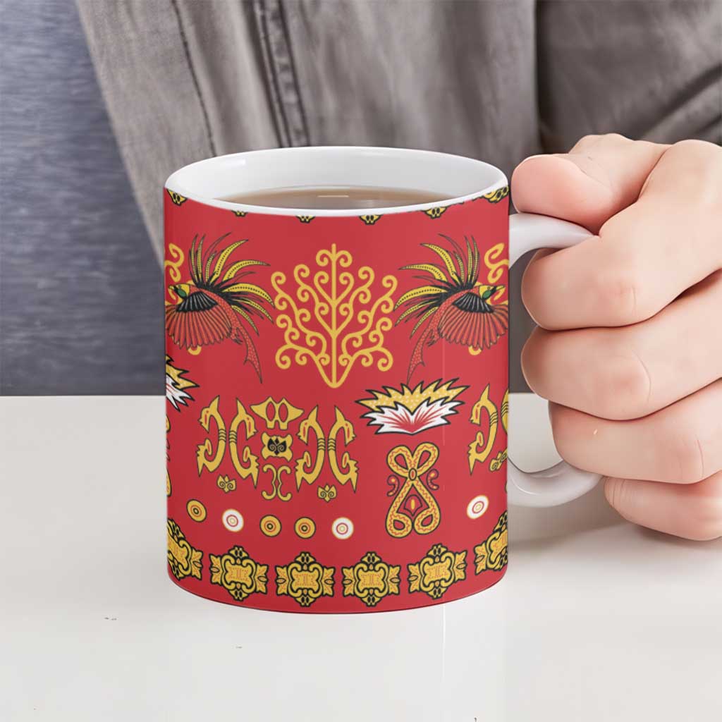 Papua Batik Motif Ceramic Mug Papua Spirit Red Version LT05 - Polynesian Pride